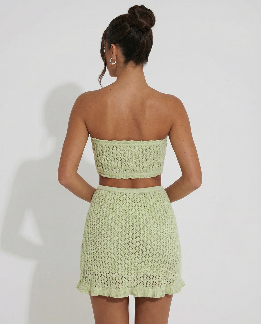 Women's Crochet Mini Skirt Outfit for Work Brunch Parties Holidays and Everyday Wear