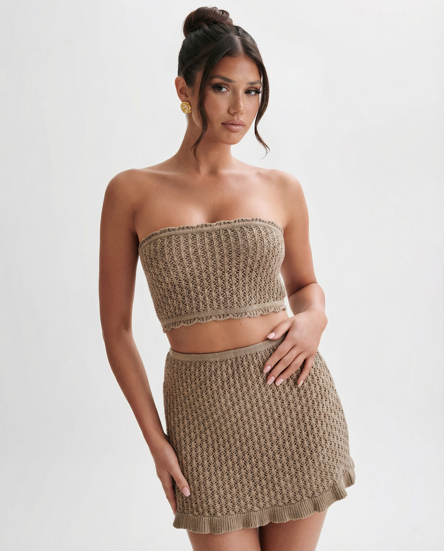 Women's Crochet Mini Skirt Outfit for Work Brunch Parties Holidays and Everyday Wear