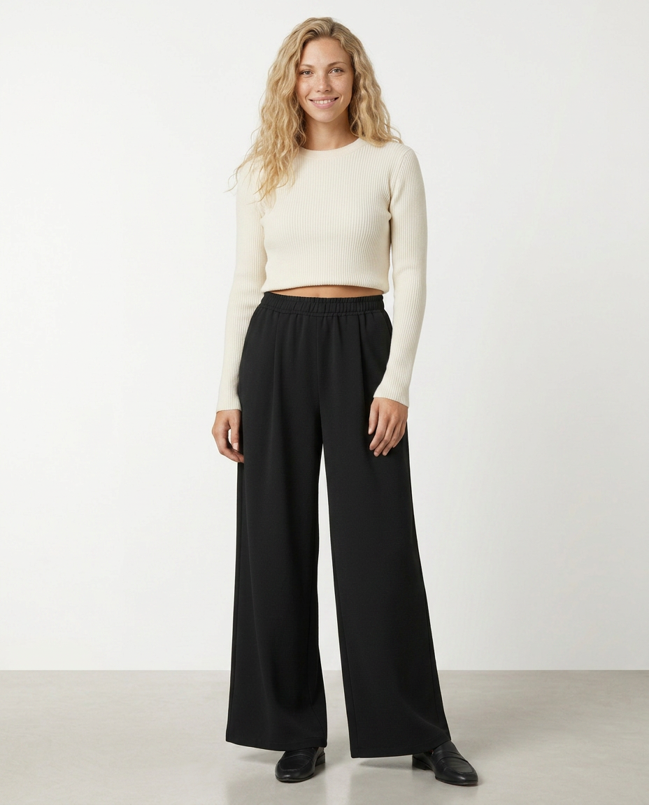Women's High Waist Wide Leg Trousers Pants Outfit for Work Casual Days Holidays and Everyday Wear