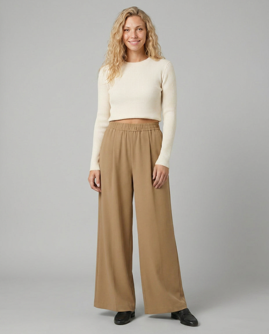 Women's High Waist Wide Leg Trousers Pants Outfit for Work Casual Days Holidays and Everyday Wear