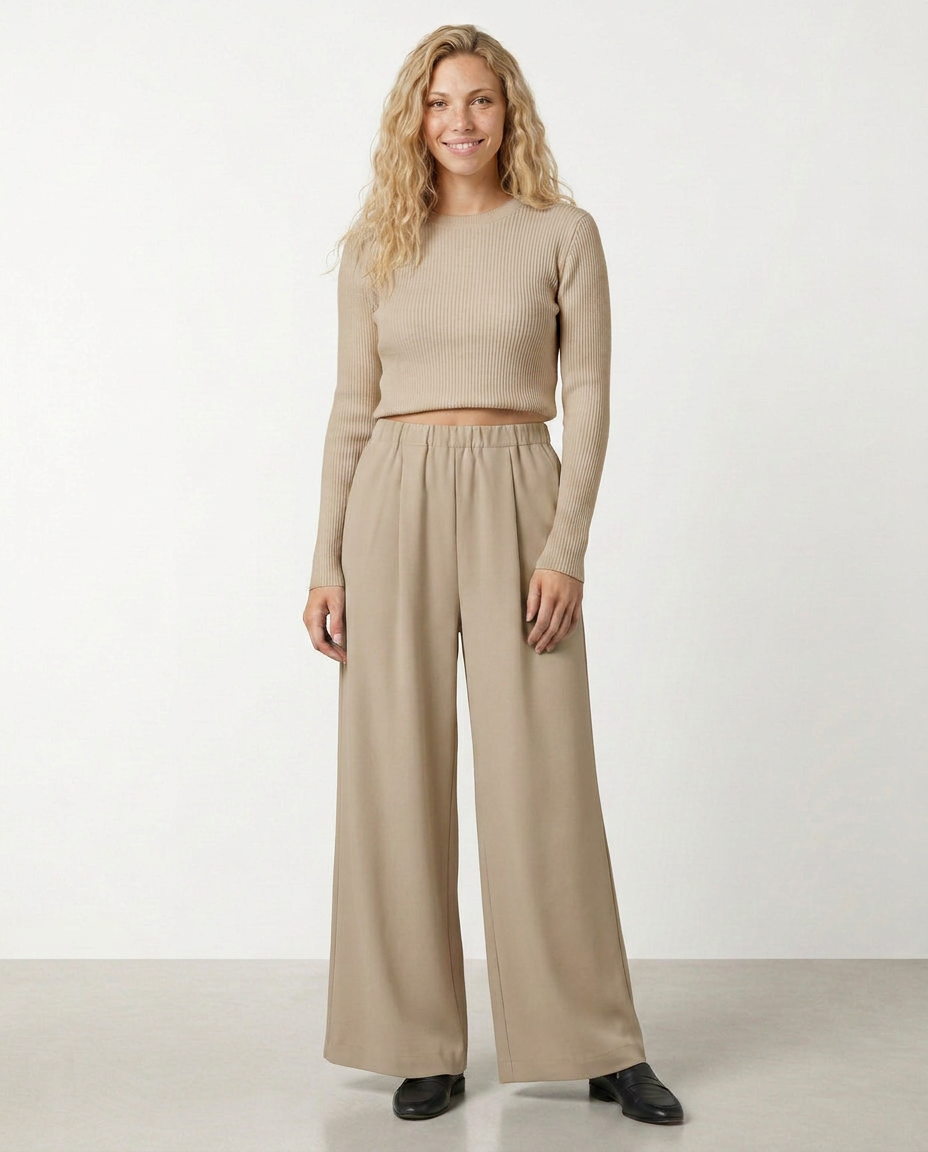 Women's High Waist Wide Leg Trousers Pants Outfit for Work Casual Days Holidays and Everyday Wear