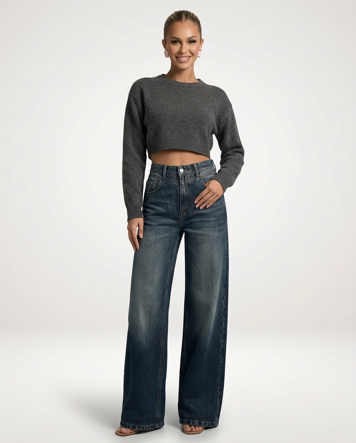 Women’s Stylish Mid-Waist Wide-Leg Trousers | Trendy