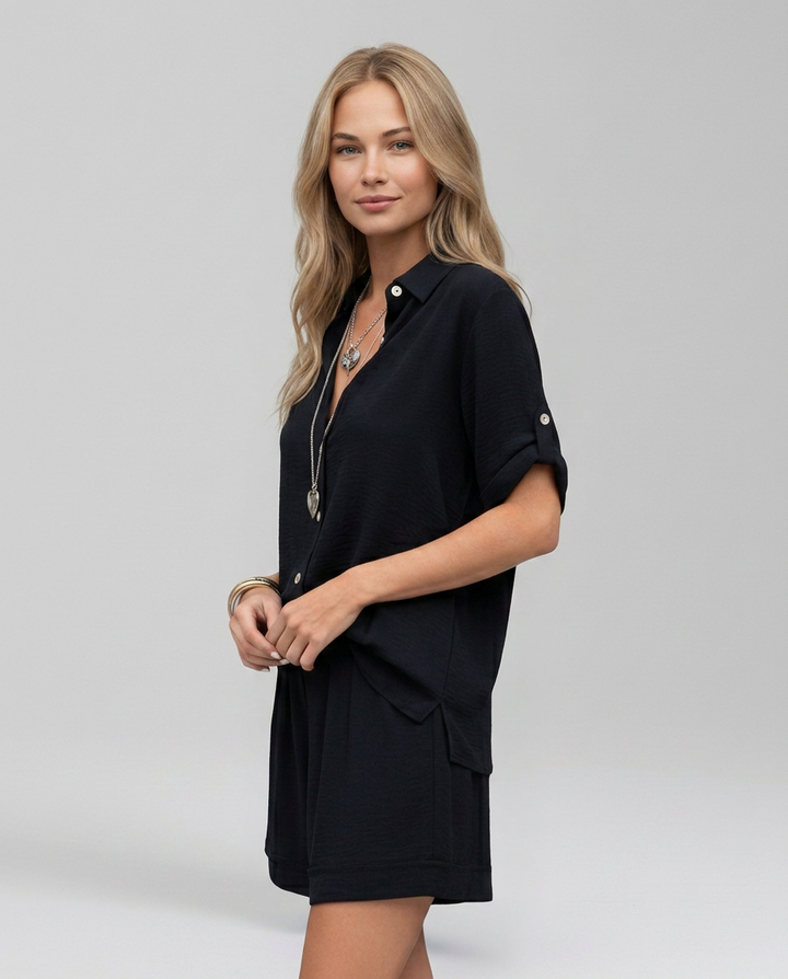 Women’s Casual Short Sleeve Button Front Set | Stylish