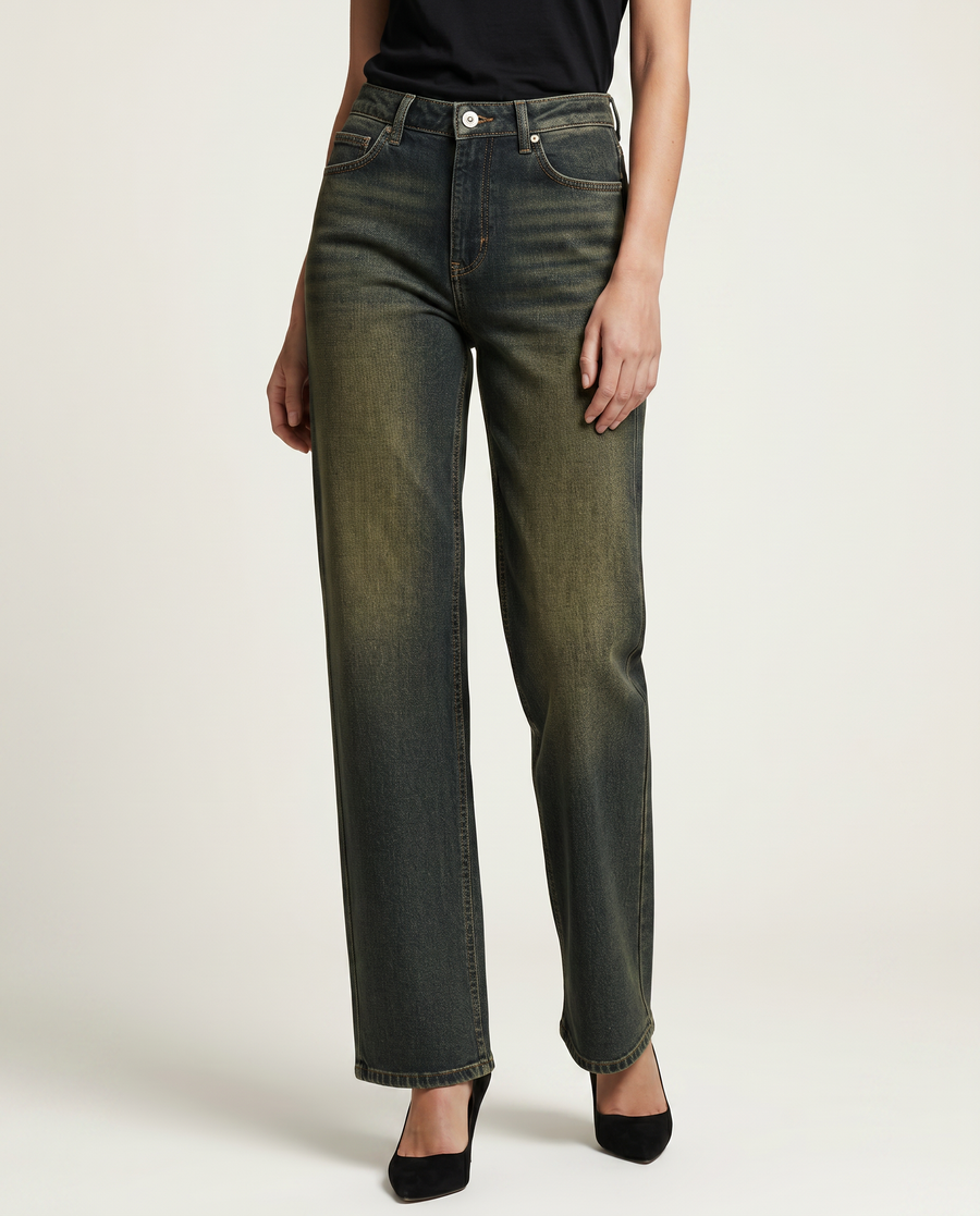 Women's Straight-Leg High Waist Jeans Outfit for Work Casual Days Holidays and Everyday Wear
