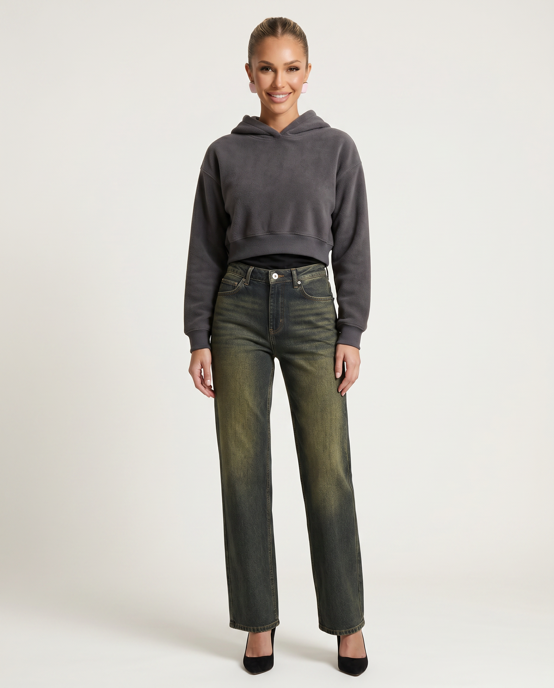 Women's Straight-Leg High Waist Jeans Outfit for Work Casual Days Holidays and Everyday Wear