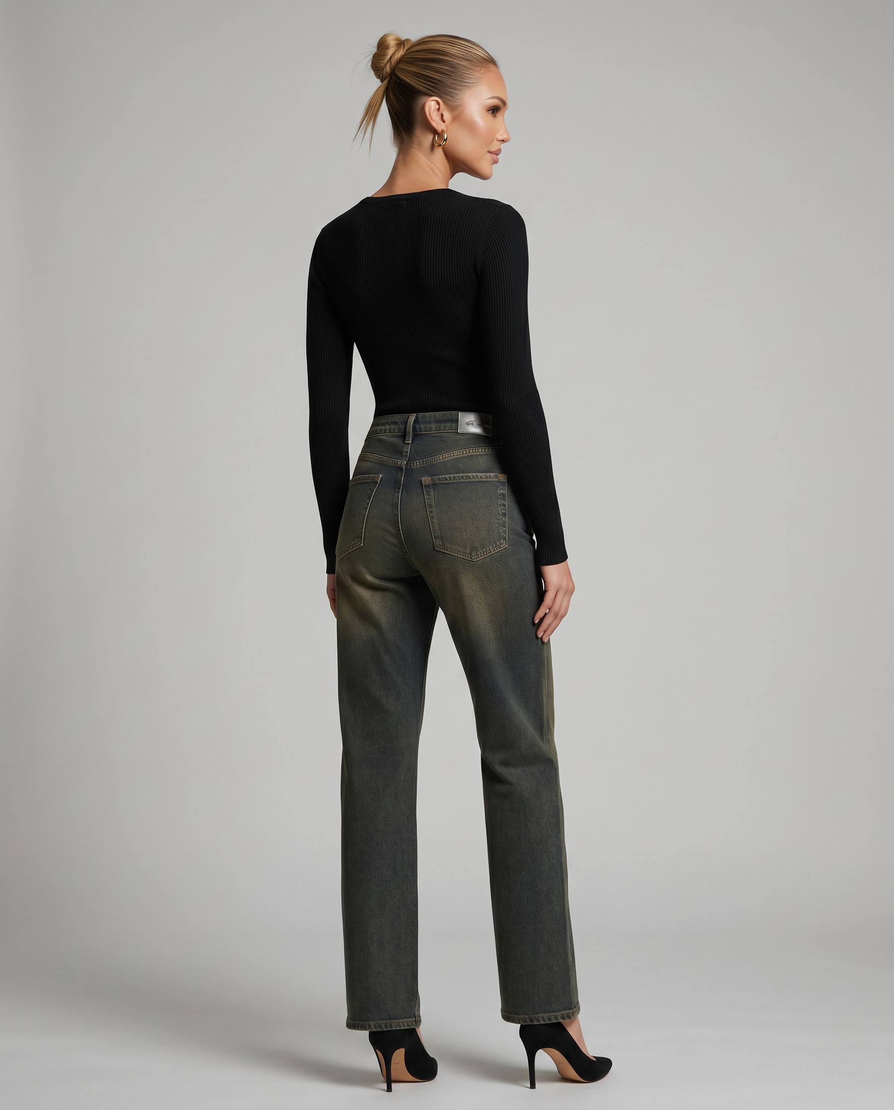 Women's Straight-Leg High Waist Jeans Outfit for Work Casual Days Holidays and Everyday Wear