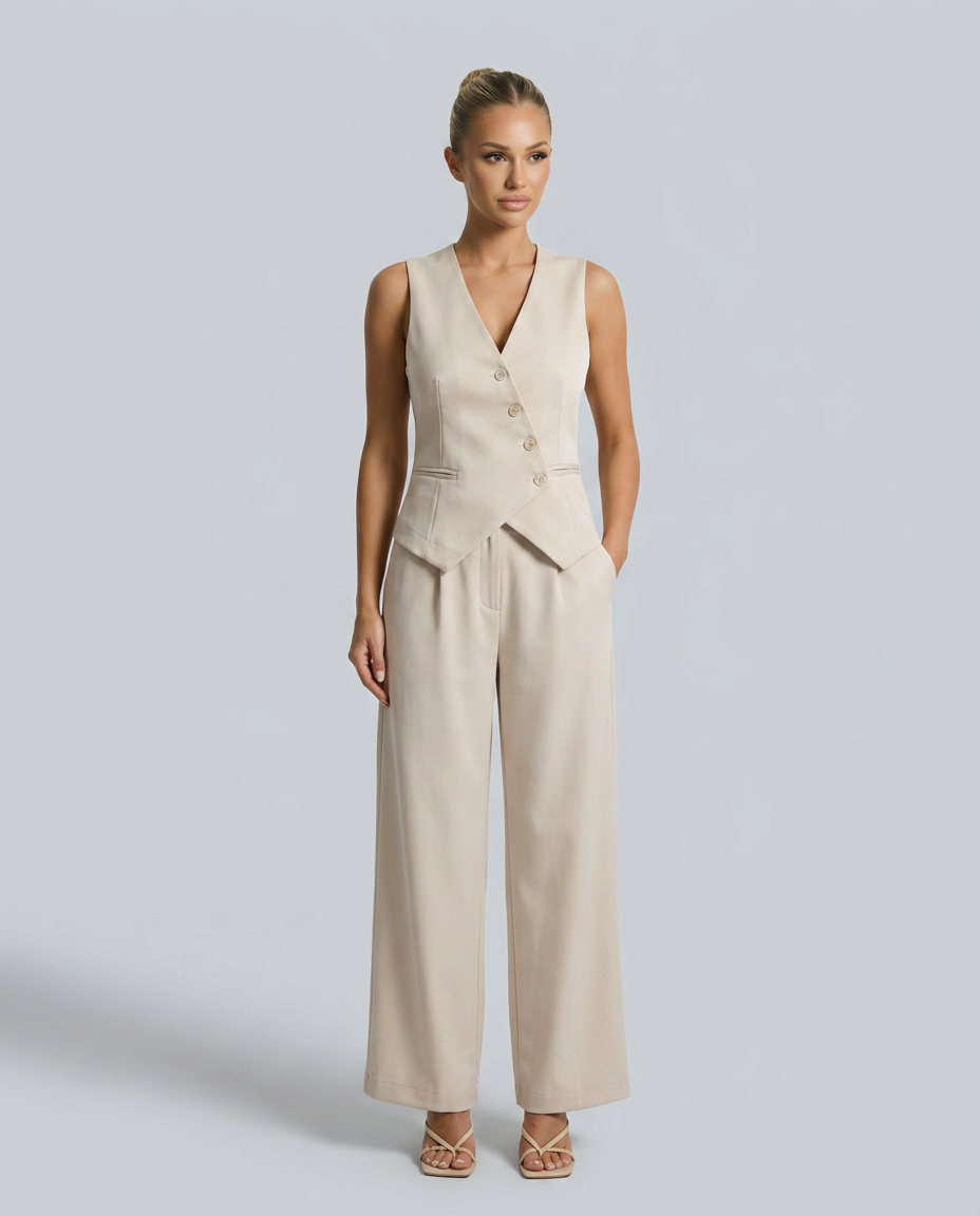 Women's Tailored Vest-Style Bodice Outfit for Work Brunch Casual Days and Everyday Wear
