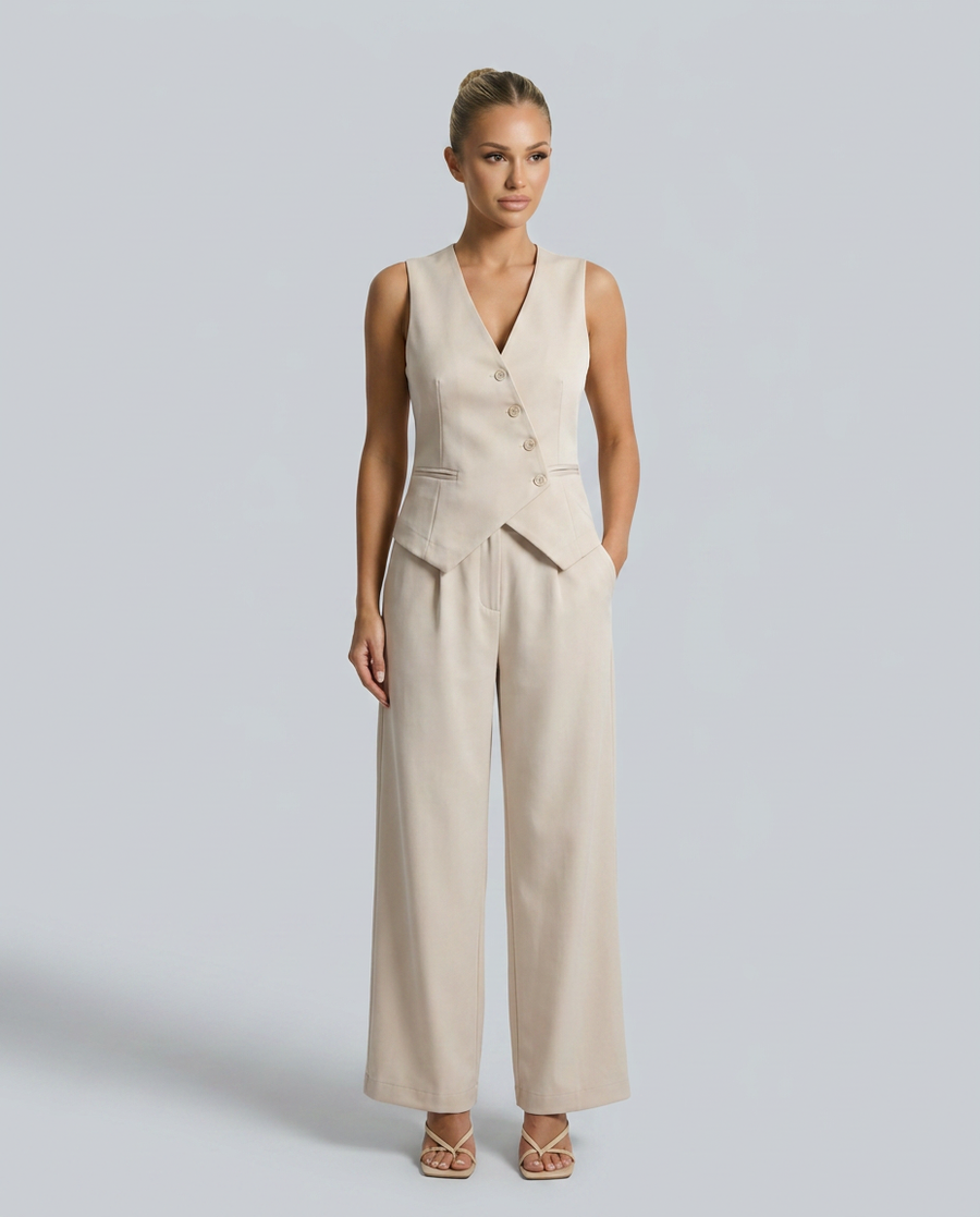 Women's Tailored Vest-Style Bodice Outfit for Work Brunch Casual Days and Everyday Wear