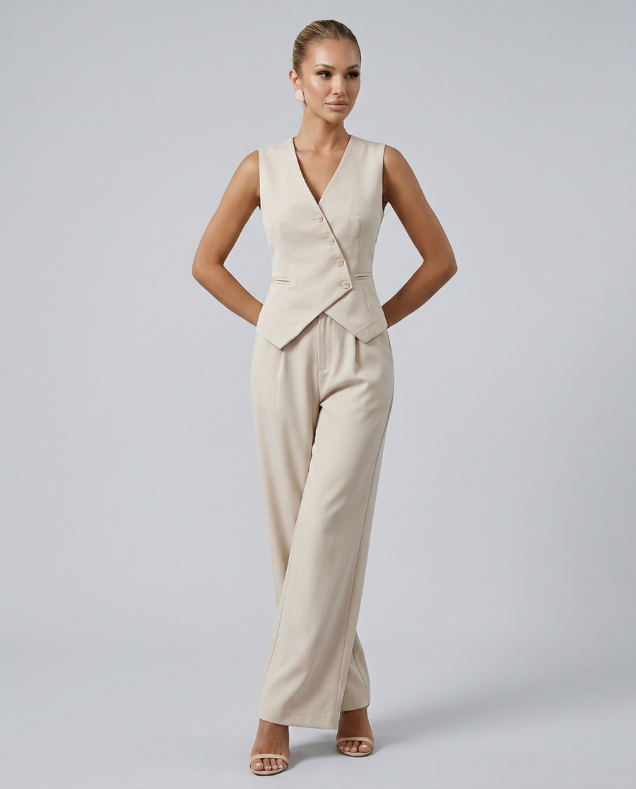 Women's Tailored Vest-Style Bodice Outfit for Work Brunch Casual Days and Everyday Wear