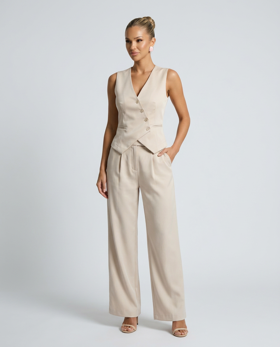 Women's Tailored Vest-Style Bodice Outfit for Work Brunch Casual Days and Everyday Wear
