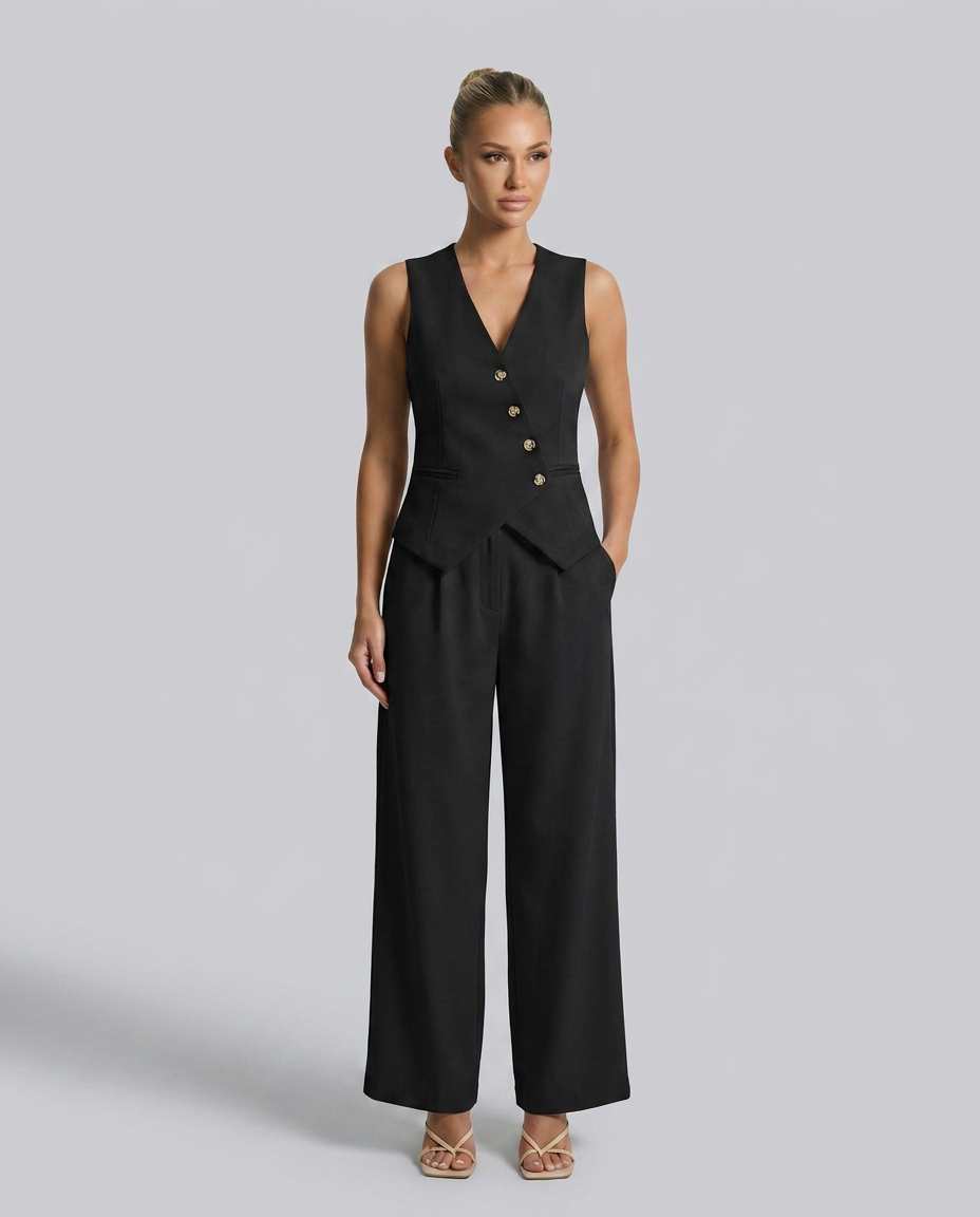 Women's Tailored Vest-Style Bodice Outfit for Work Brunch Casual Days and Everyday Wear