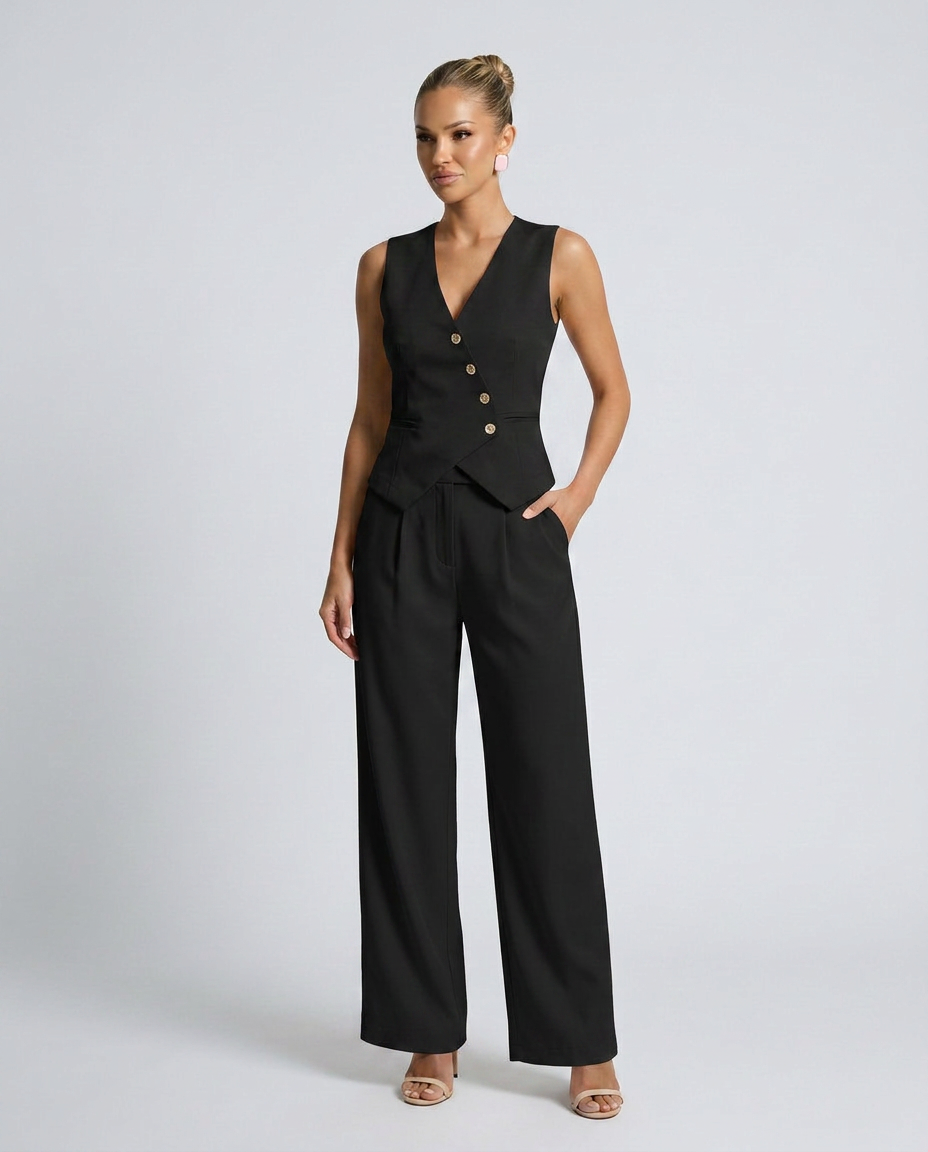 Women's Tailored Vest-Style Bodice Outfit for Work Brunch Casual Days and Everyday Wear