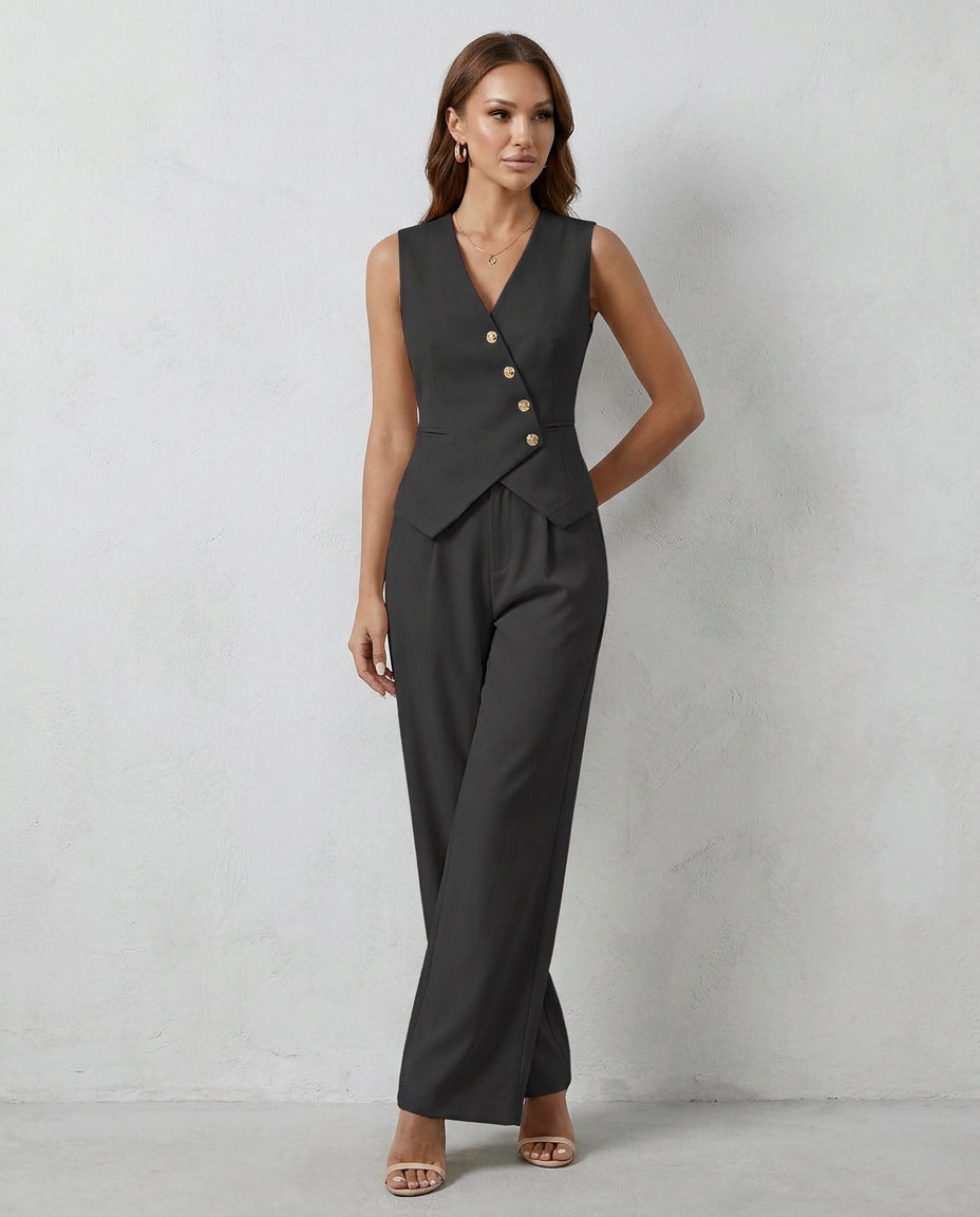 Women's Tailored Vest-Style Bodice Outfit for Work Brunch Casual Days and Everyday Wear