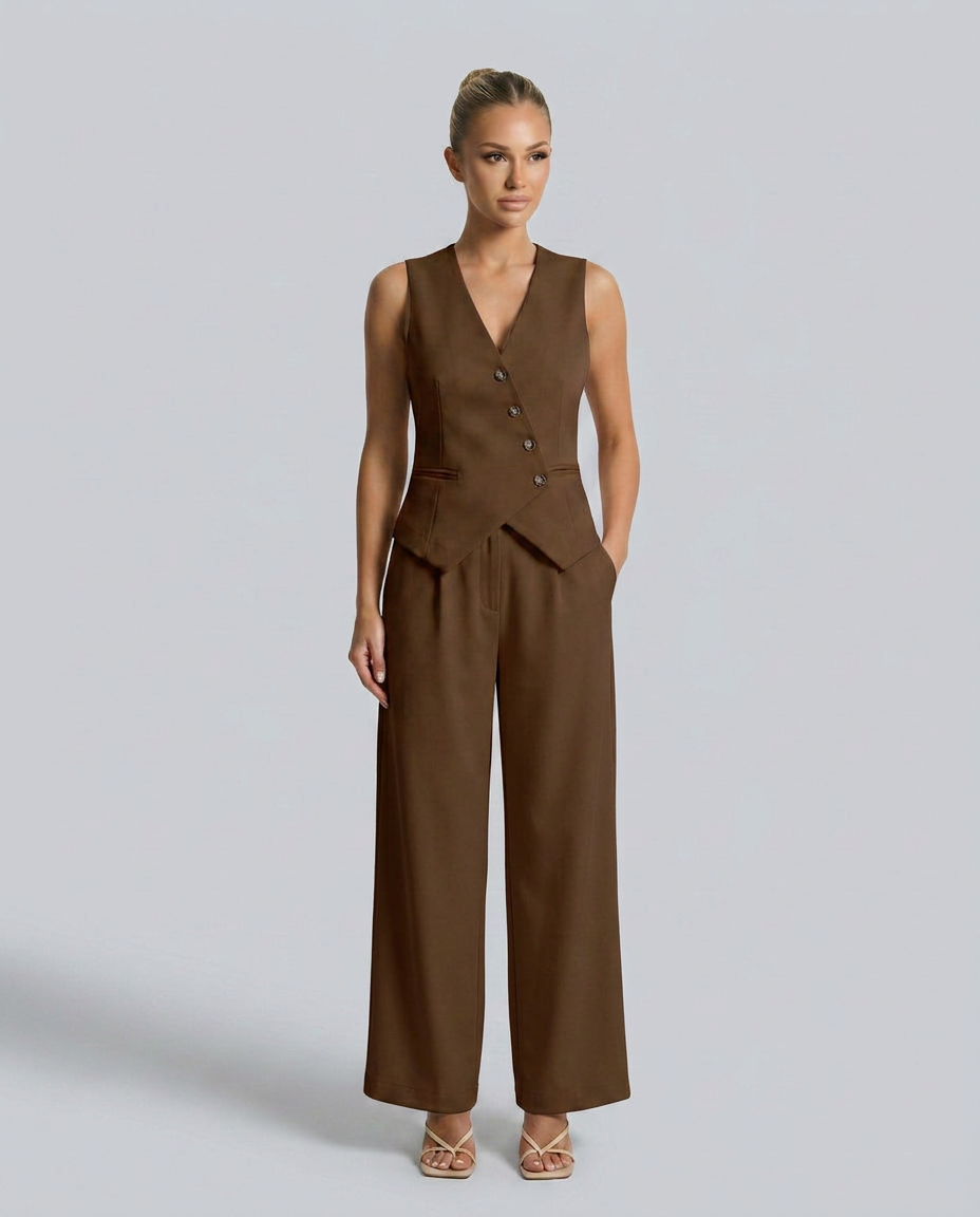 Women's Tailored Vest-Style Bodice Outfit for Work Brunch Casual Days and Everyday Wear