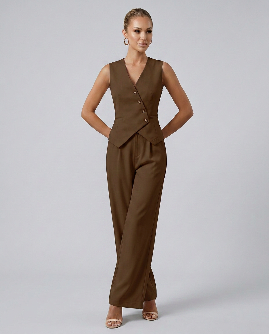 Women's Tailored Vest-Style Bodice Outfit for Work Brunch Casual Days and Everyday Wear