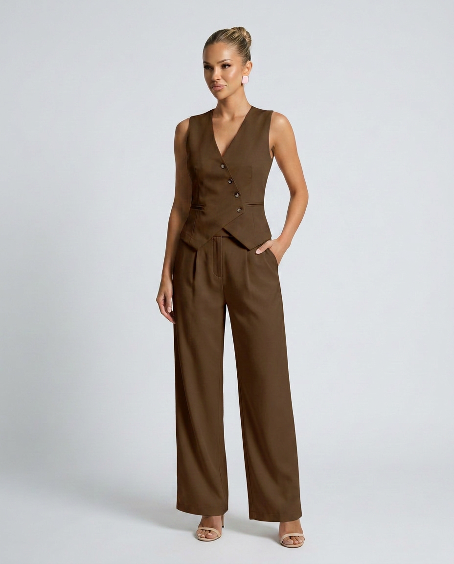 Women's Tailored Vest-Style Bodice Outfit for Work Brunch Casual Days and Everyday Wear