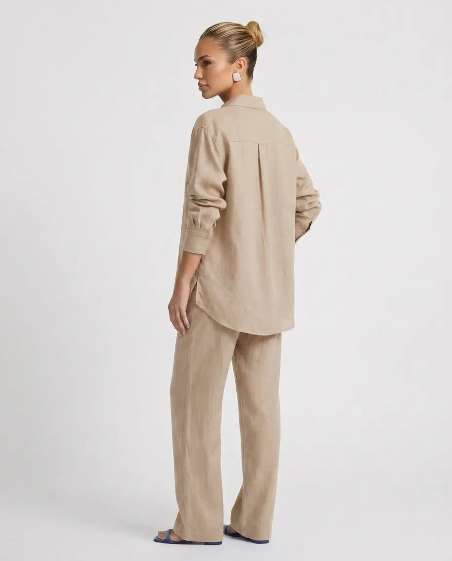 Women's Button-Up Shirt Two-Piece Set Outfit for Work Brunch Casual Days and Everyday Wear