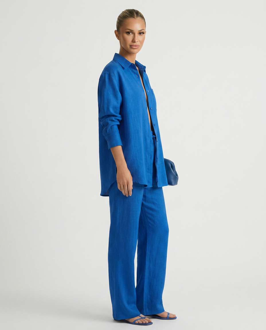 Women's Button-Up Shirt Two-Piece Set Outfit for Work Brunch Casual Days and Everyday Wear