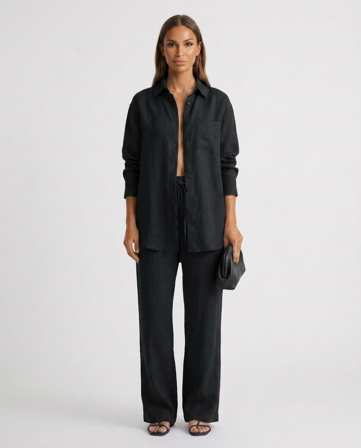 Women’s Stylish Button-Up Shirt Set | Chic Two-Piece