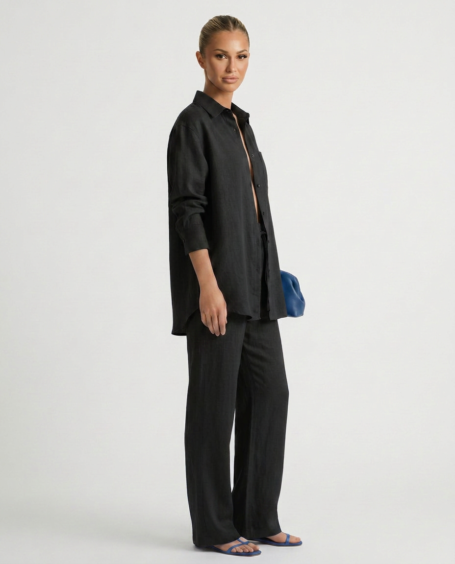 Women's Button-Up Shirt Two-Piece Set Outfit for Work Brunch Casual Days and Everyday Wear