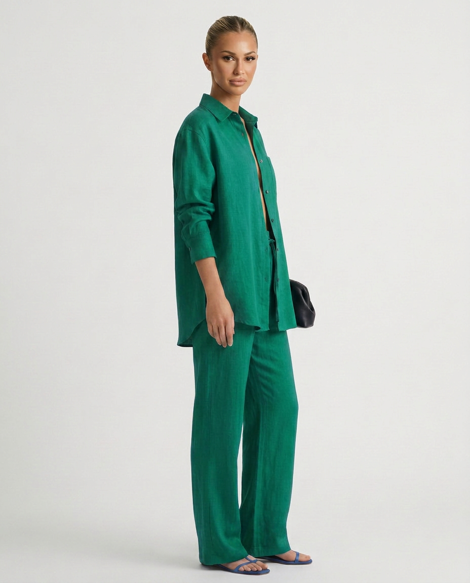 Women's Button-Up Shirt Two-Piece Set Outfit for Work Brunch Casual Days and Everyday Wear