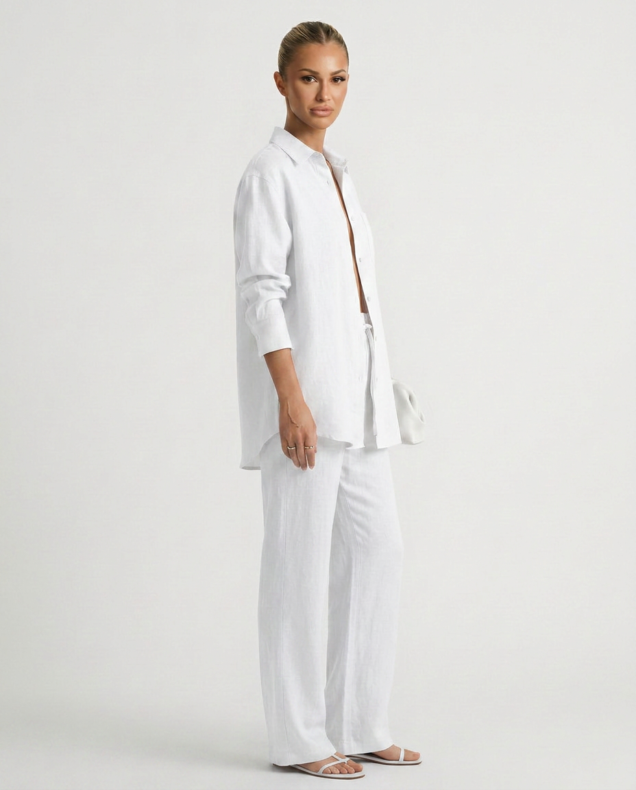 Women's Button-Up Shirt Two-Piece Set Outfit for Work Brunch Casual Days and Everyday Wear