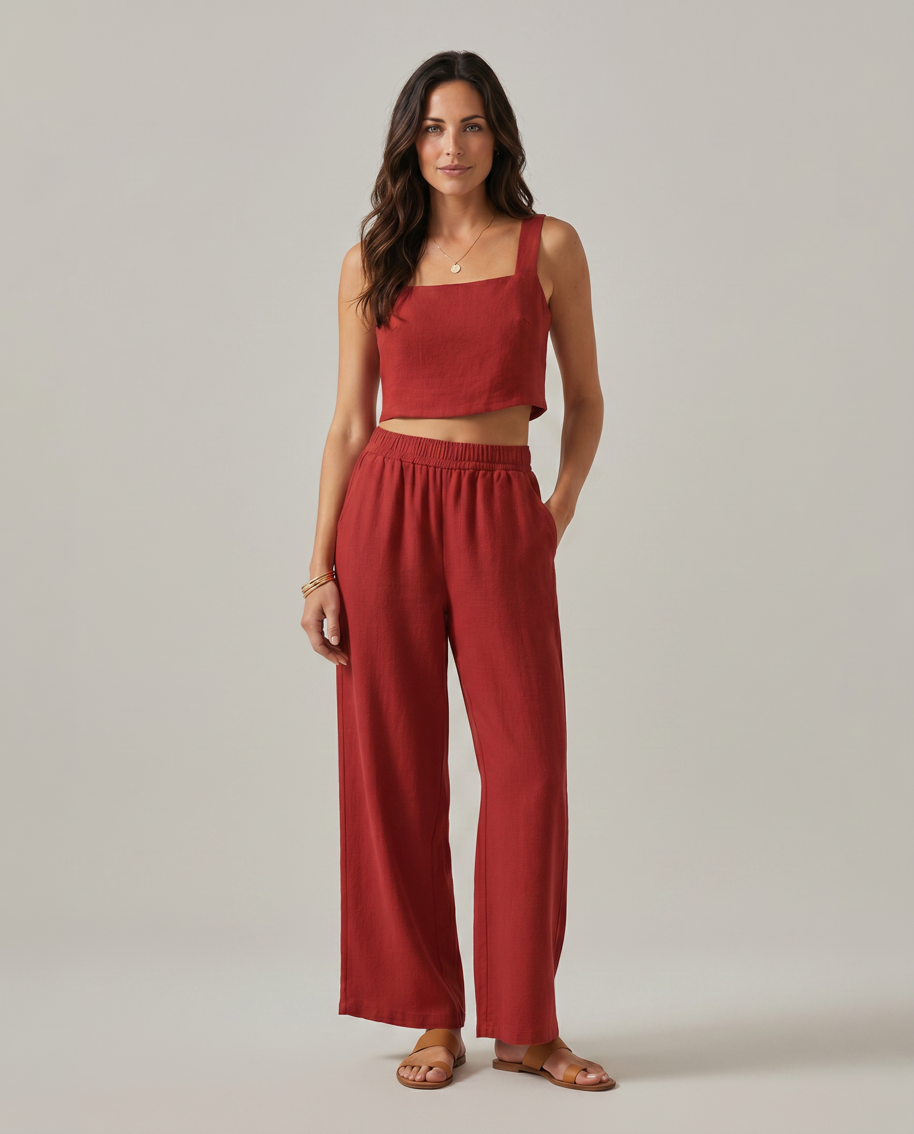Women's Wide-Leg Trousers Pants Set Outfit for Work Casual Days Holidays and Everyday Wear