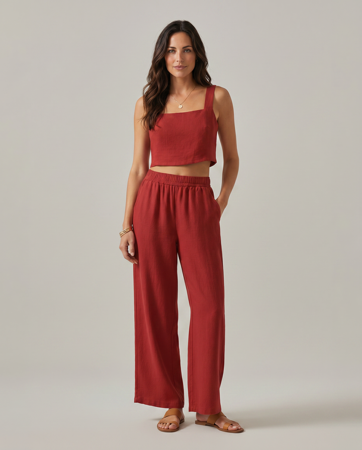 Women’s Stylish Wide-Leg Trousers Set | Chic
