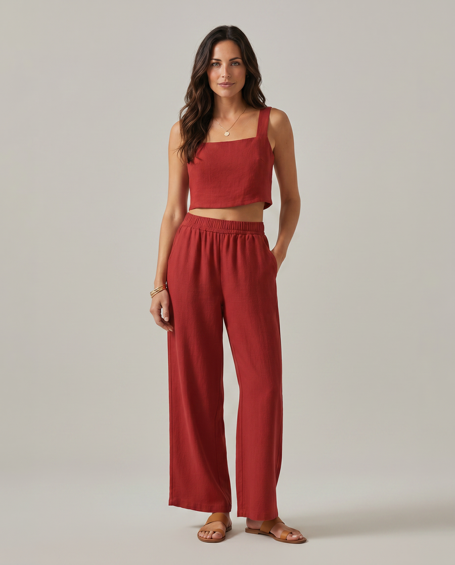 Women's Wide-Leg Trousers Pants Set Outfit for Work Casual Days Holidays and Everyday Wear