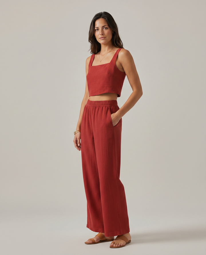 Women’s Stylish Wide-Leg Trousers Set | Chic