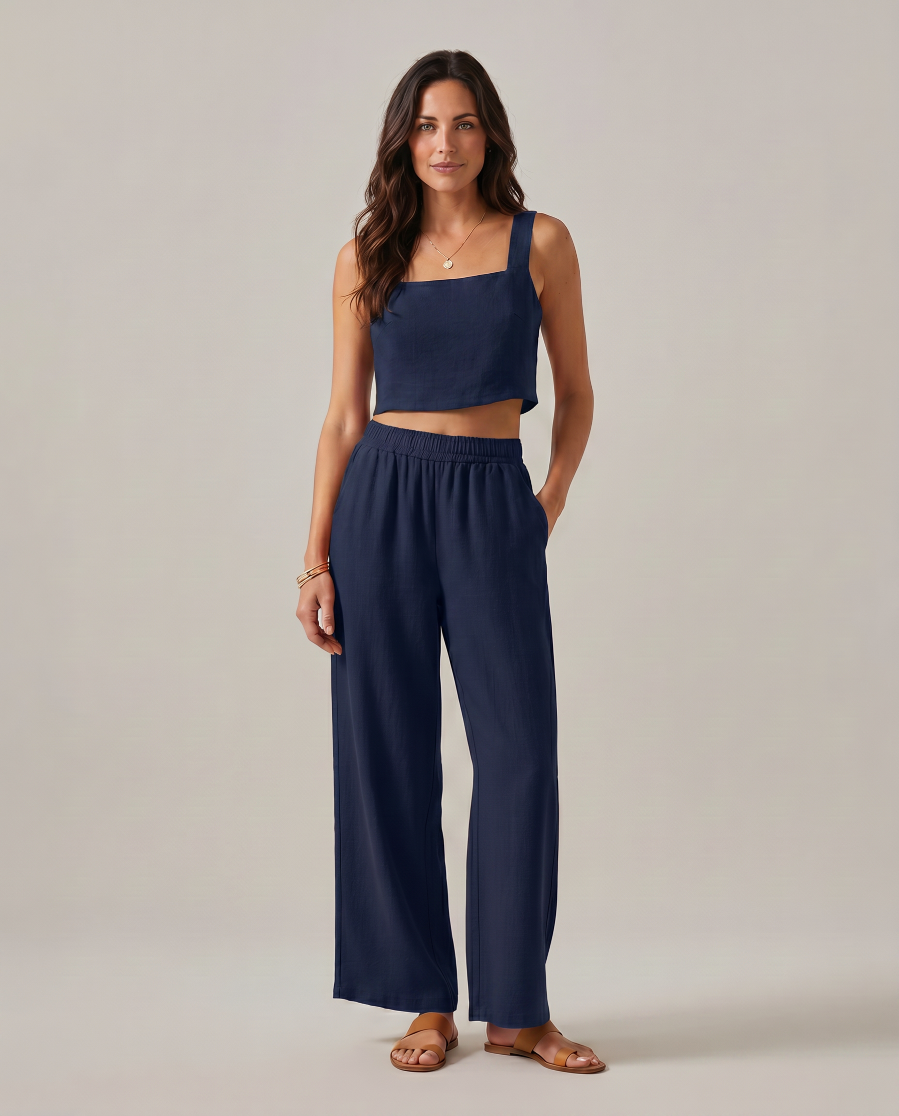 Women's Wide-Leg Trousers Pants Set Outfit for Work Casual Days Holidays and Everyday Wear
