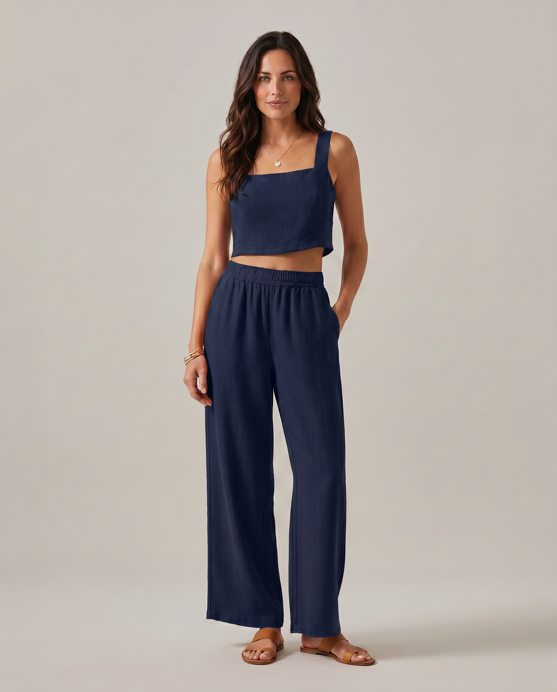 Women's Wide-Leg Trousers Pants Set Outfit for Work Casual Days Holidays and Everyday Wear