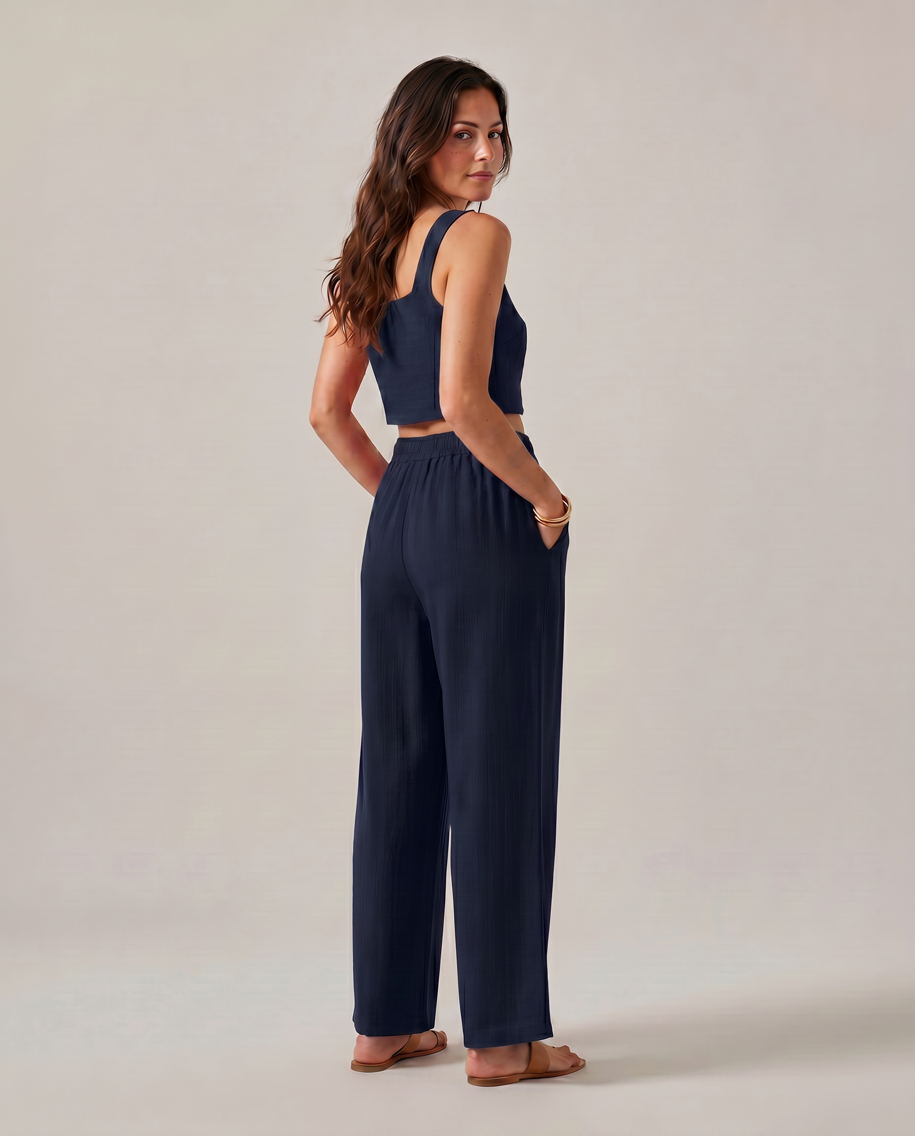 Women's Wide-Leg Trousers Pants Set Outfit for Work Casual Days Holidays and Everyday Wear