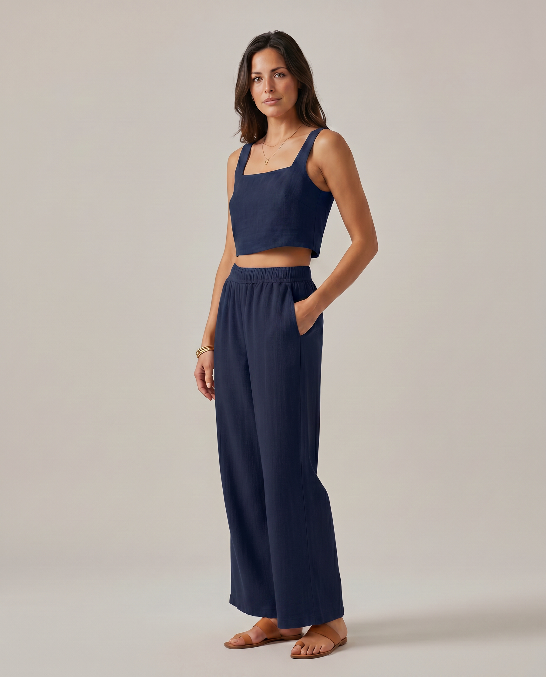 Women's Wide-Leg Trousers Pants Set Outfit for Work Casual Days Holidays and Everyday Wear