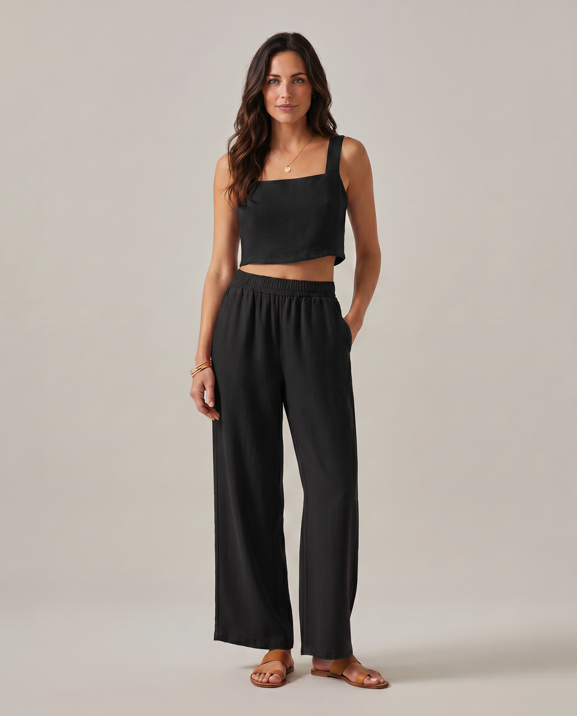 Women's Wide-Leg Trousers Pants Set Outfit for Work Casual Days Holidays and Everyday Wear