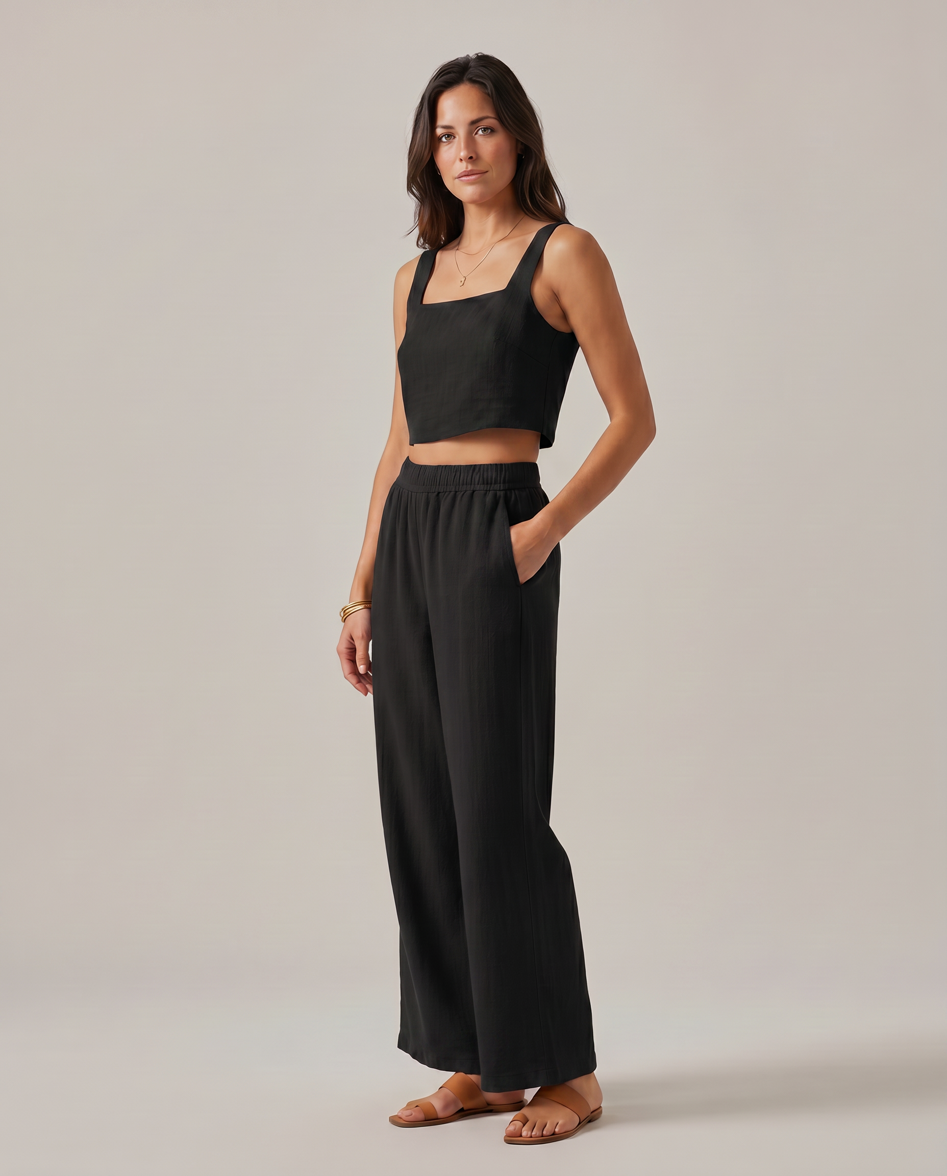 Women's Wide-Leg Trousers Pants Set Outfit for Work Casual Days Holidays and Everyday Wear