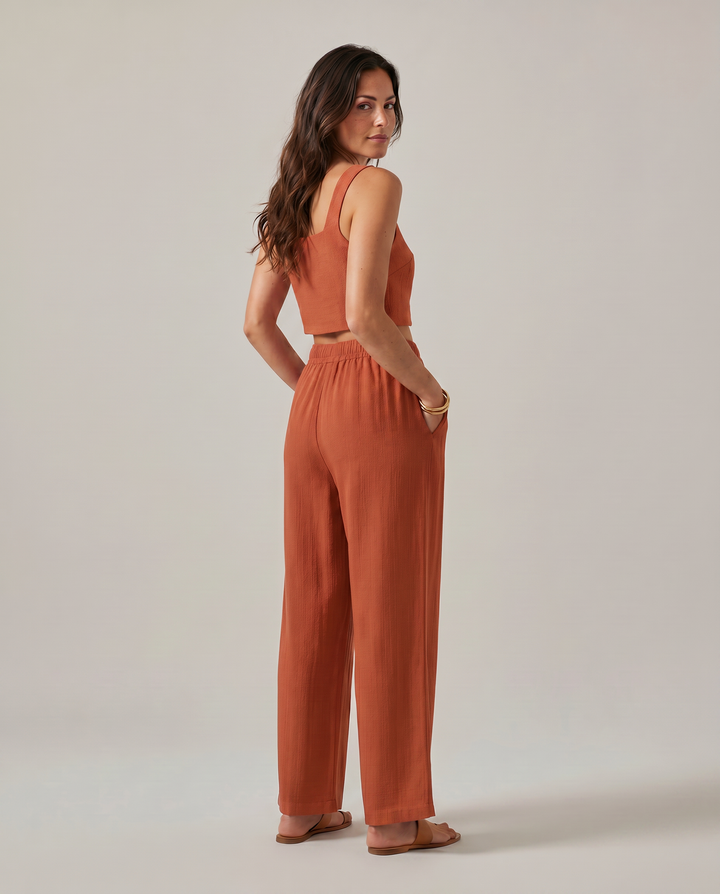 Women’s Stylish Wide-Leg Trousers Set | Chic