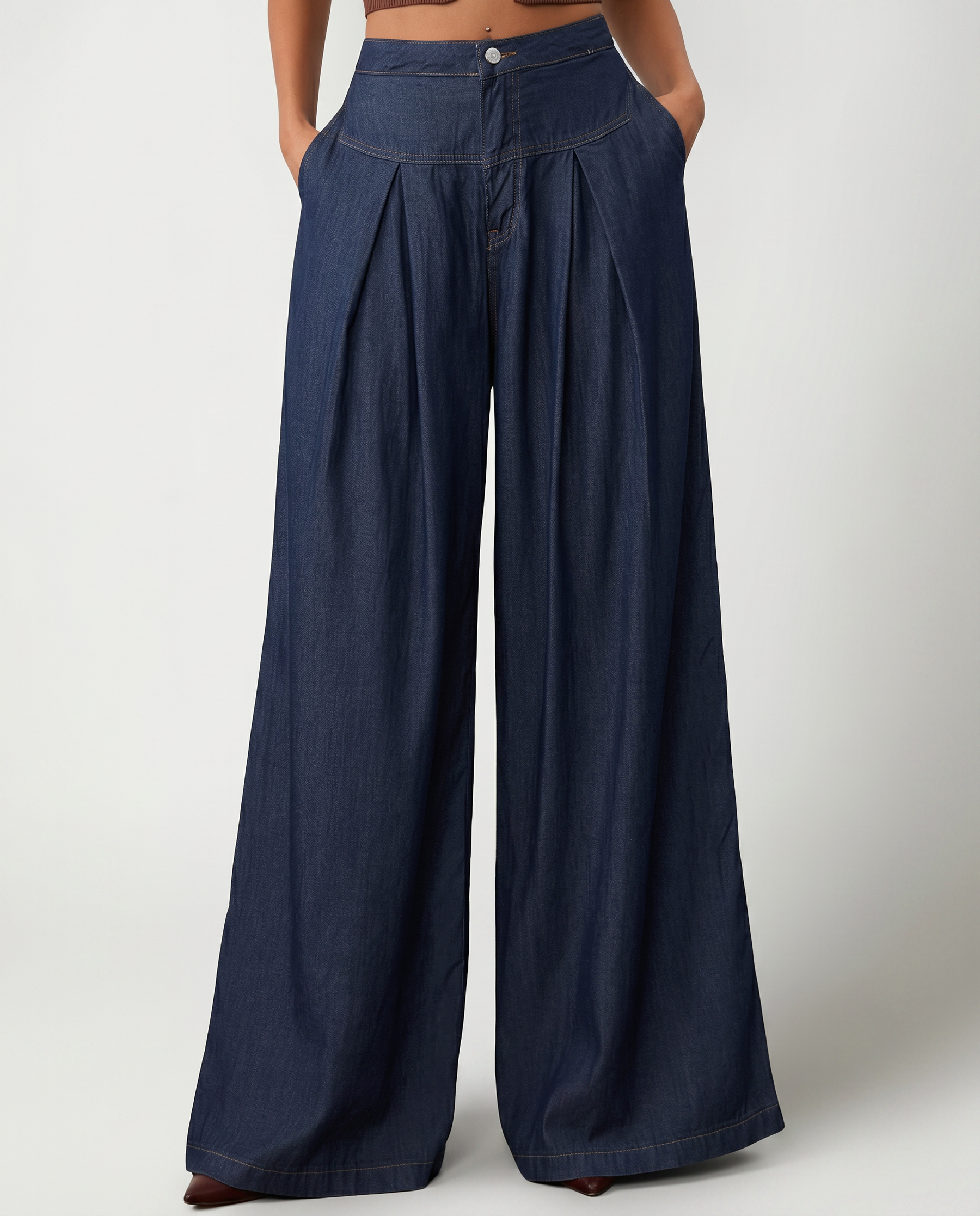 Women's Wide-Leg Front Closure Jeans Outfit for Work Casual Days Holidays and Everyday Wear