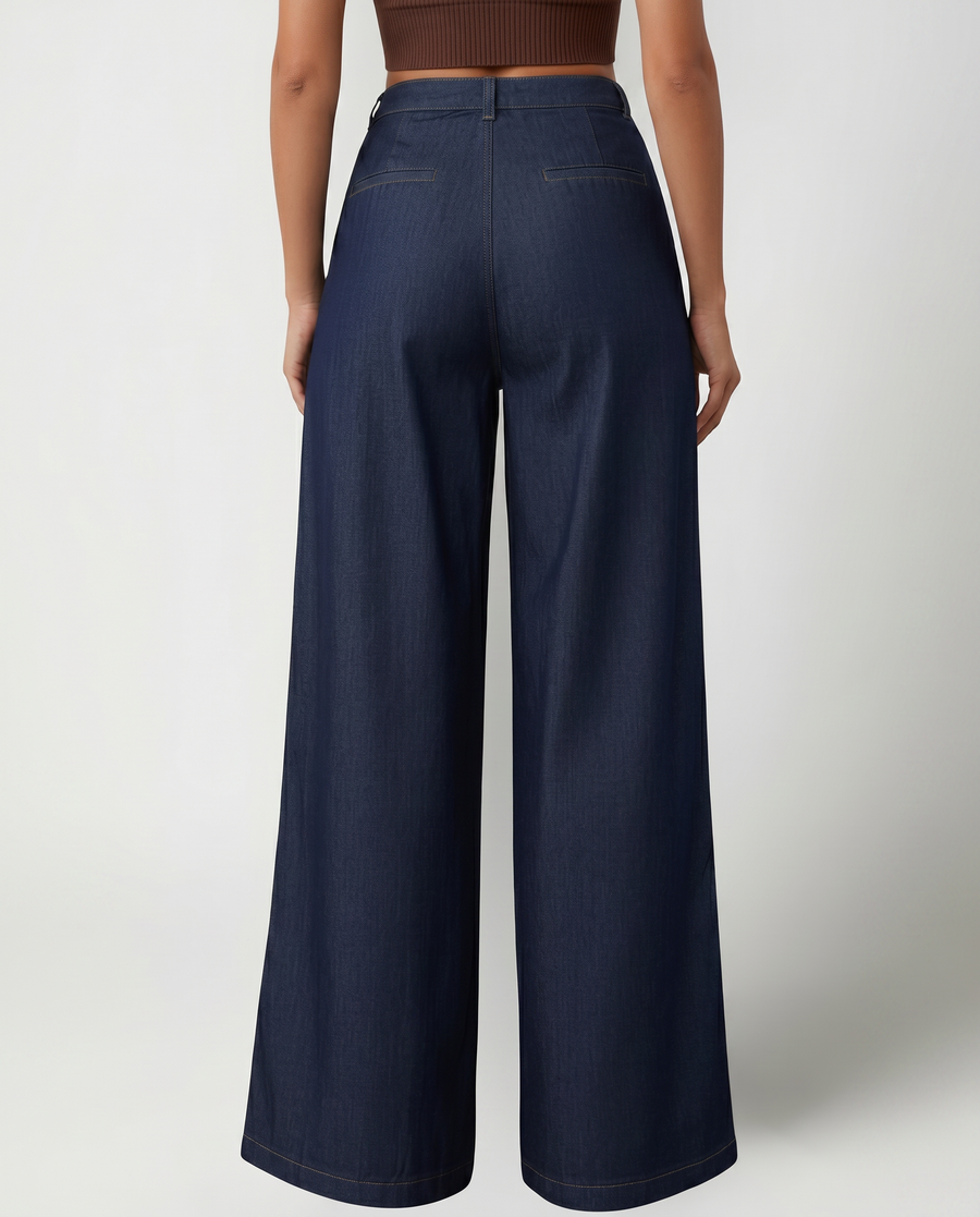 Women's Wide-Leg Front Closure Jeans Outfit for Work Casual Days Holidays and Everyday Wear