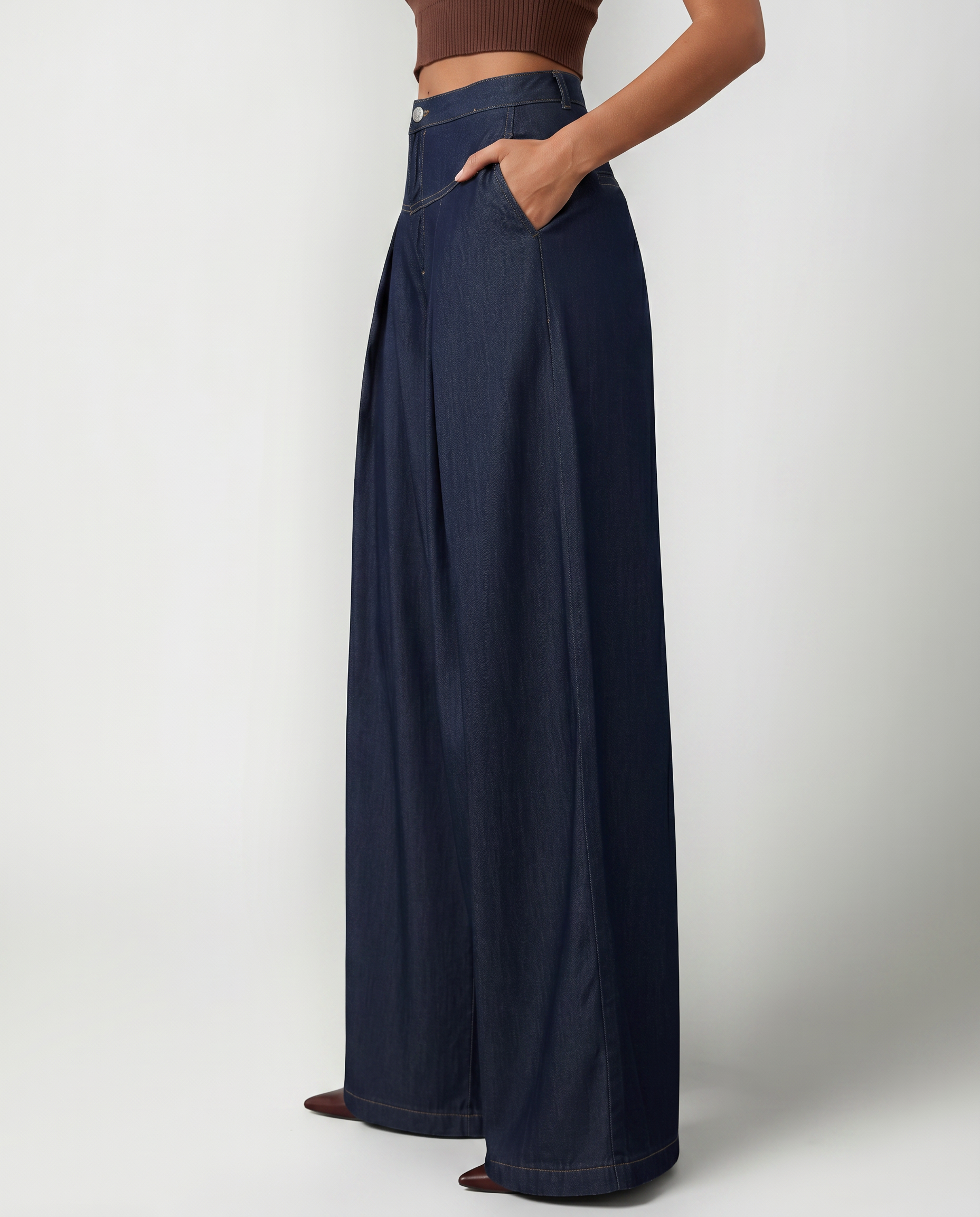 Women's Wide-Leg Front Closure Jeans Outfit for Work Casual Days Holidays and Everyday Wear
