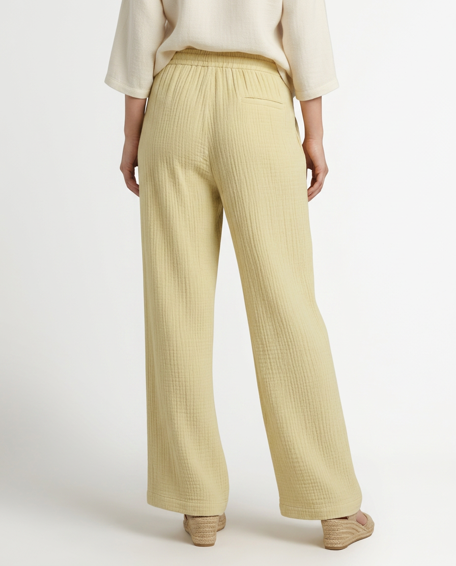 Women's Wide-Leg Elastic Waist Trousers Pants Outfit for Work Casual Days Holidays and Everyday Wear