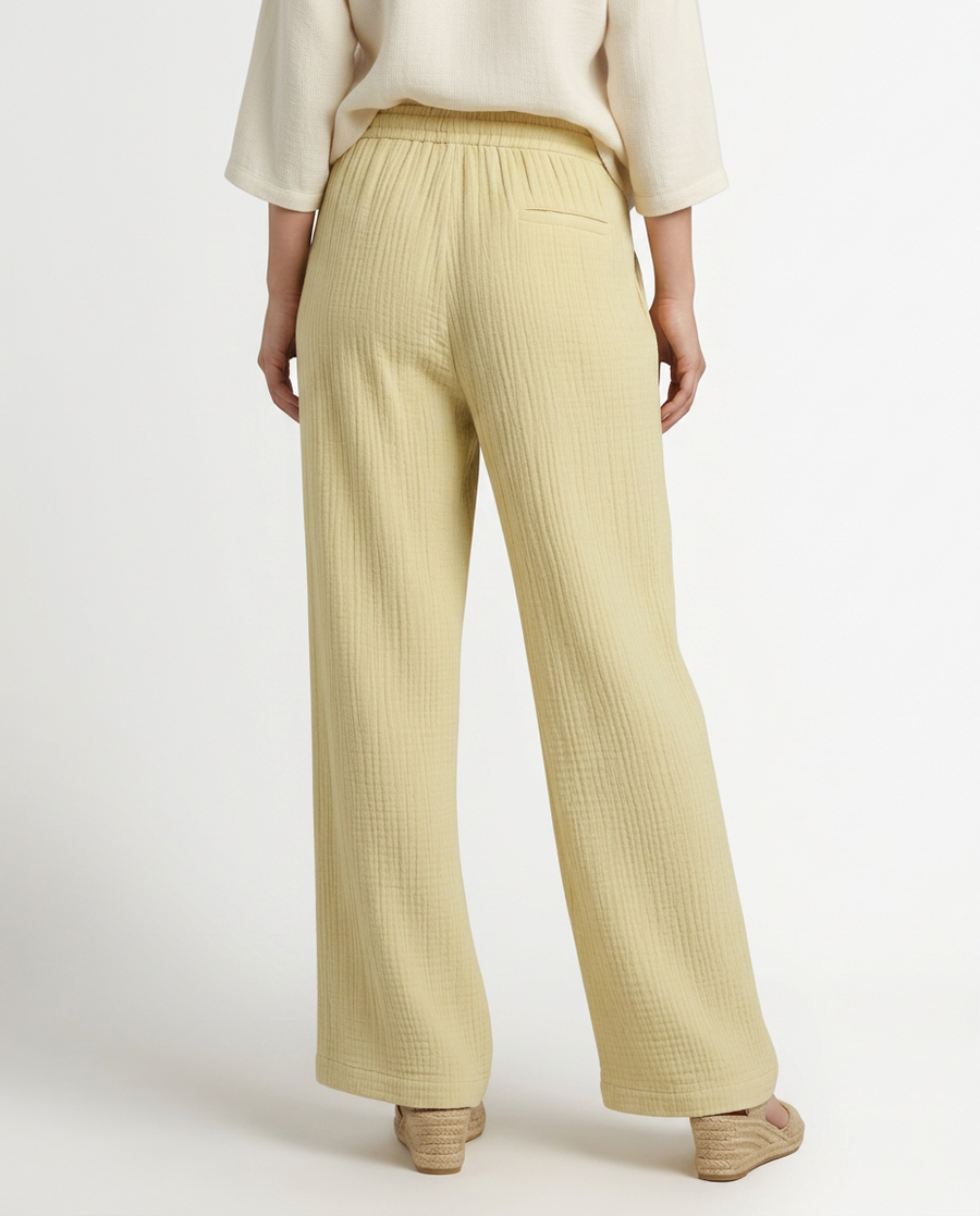 Women's Wide-Leg Elastic Waist Trousers Pants Outfit for Work Casual Days Holidays and Everyday Wear
