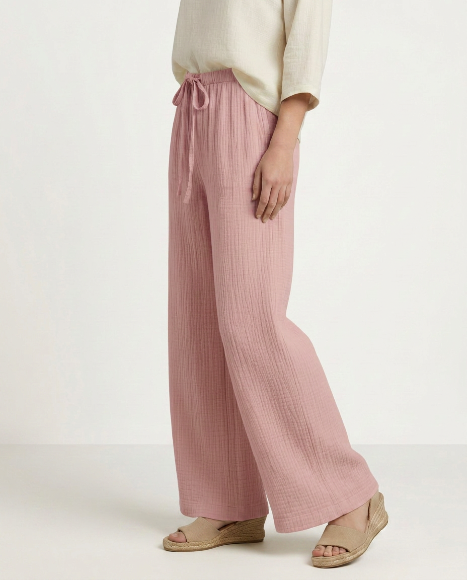 Women's Wide-Leg Elastic Waist Trousers Pants Outfit for Work Casual Days Holidays and Everyday Wear