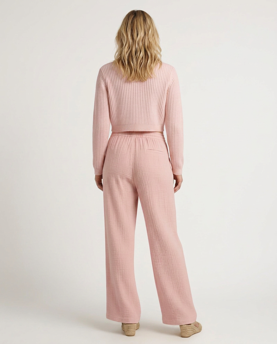 Women's Wide-Leg Elastic Waist Trousers Pants Outfit for Work Casual Days Holidays and Everyday Wear