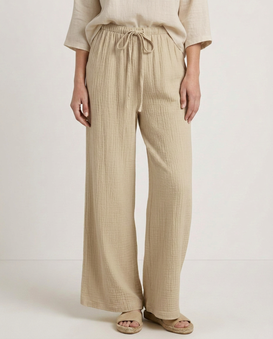 Women's Wide-Leg Elastic Waist Trousers Pants Outfit for Work Casual Days Holidays and Everyday Wear