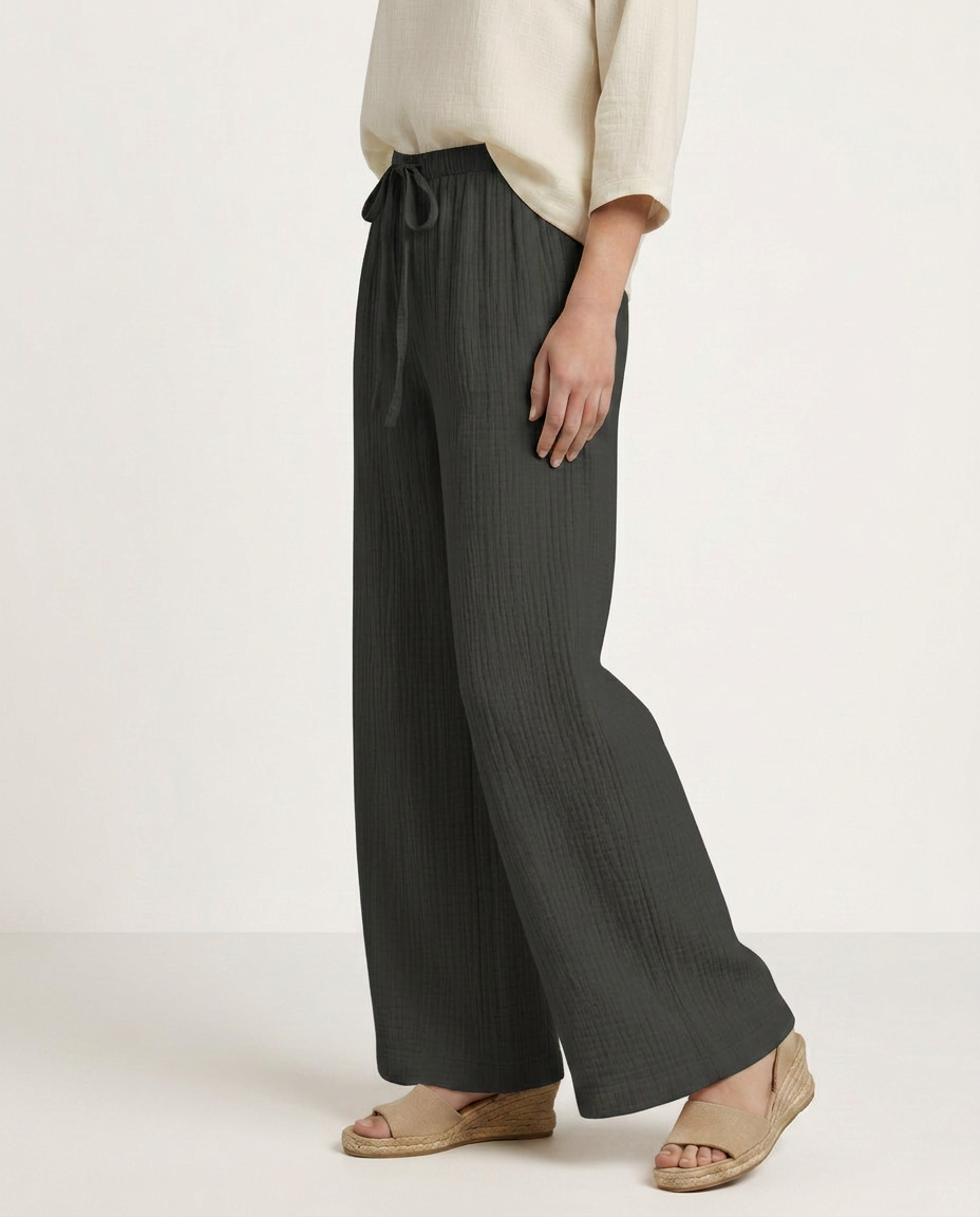Women's Wide-Leg Elastic Waist Trousers Pants Outfit for Work Casual Days Holidays and Everyday Wear