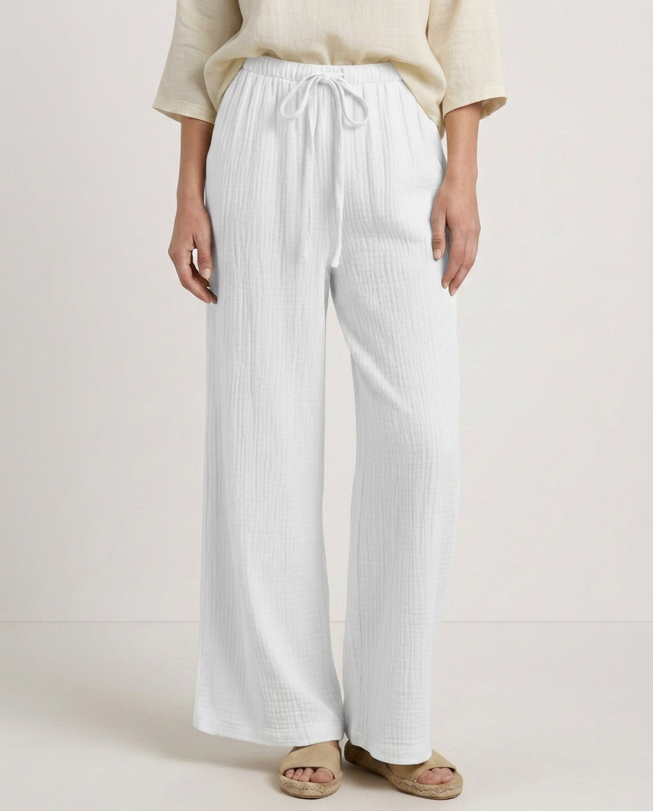 Women's Wide-Leg Elastic Waist Trousers Pants Outfit for Work Casual Days Holidays and Everyday Wear