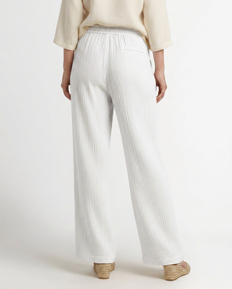 Women's Wide-Leg Elastic Waist Trousers Pants Outfit for Work Casual Days Holidays and Everyday Wear