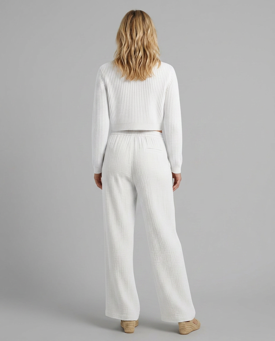 Women's Wide-Leg Elastic Waist Trousers Pants Outfit for Work Casual Days Holidays and Everyday Wear