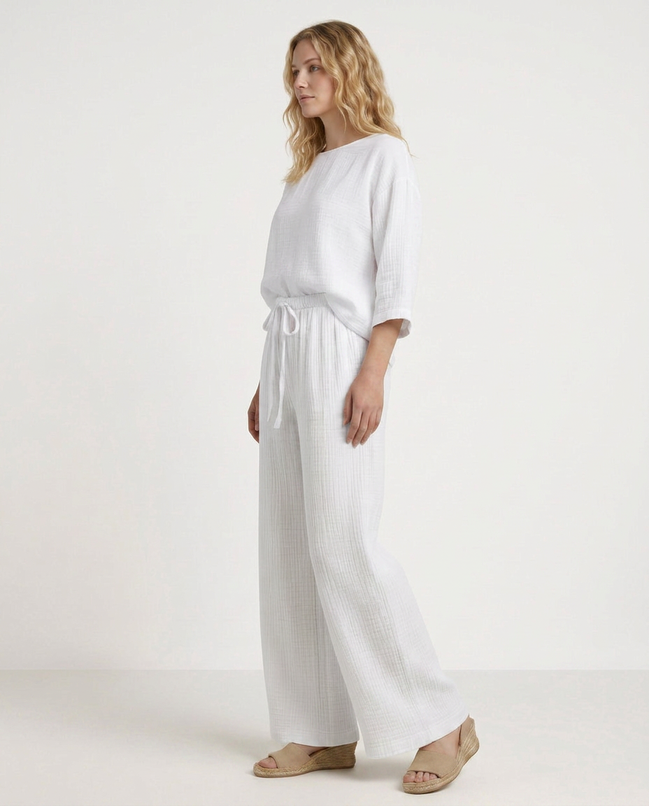 Women's Wide-Leg Elastic Waist Trousers Pants Outfit for Work Casual Days Holidays and Everyday Wear